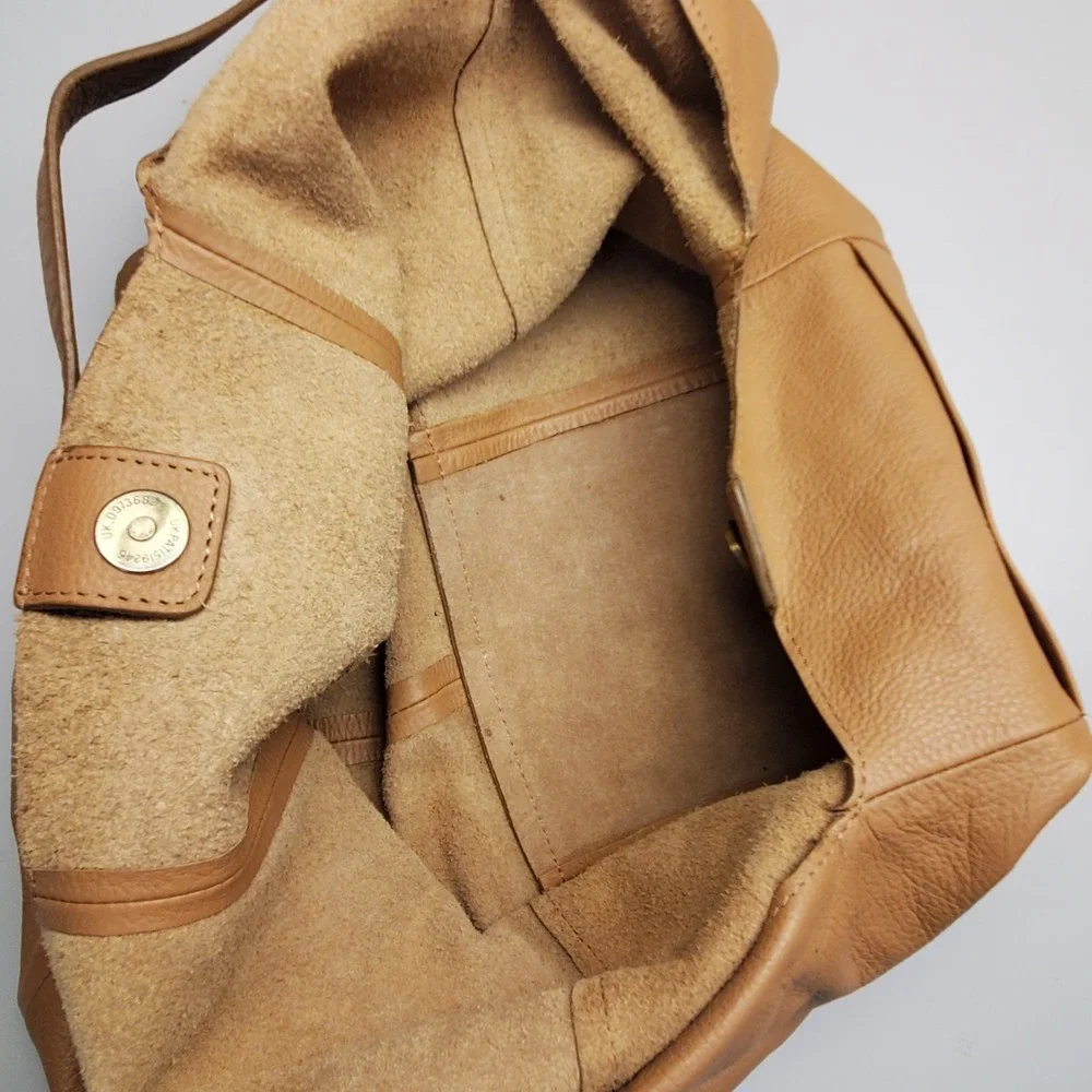 Lucky Brand Womens Large Leather Hobo Shoulder Bag Brown Western Boho Hippie
